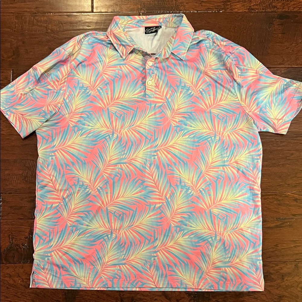 Tropical Palm Print Polo Shirt